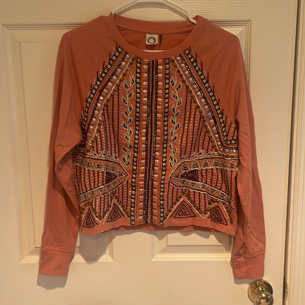 Akemi + Kin Anthropologie Embellished Sweatshirt Top